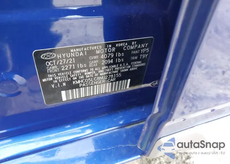 2022 Hyundai Ioniq Hybrid Limited из США, поврежденный, VIN KMHC05LC8NU278155